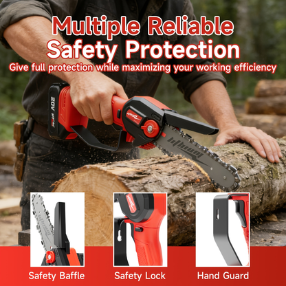 Mini Chainsaw Cordless 4 & 6 Inch Electric - Upgraded Portable Battery Chainsaw with Safety Lock