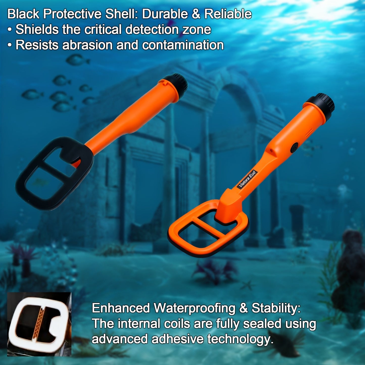 Underwater Metal Detector 100ft Depth for Adults for Garden, Patio and Yard Use, with the Listed Configuration