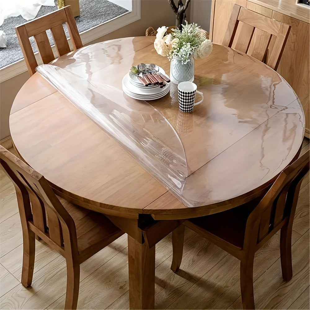 Round PVC Table Cover Clear Tablecloth 2MM Thick Scratch-Resistant Waterproof Table Protector for Dining Table Coffee Table Restaurant