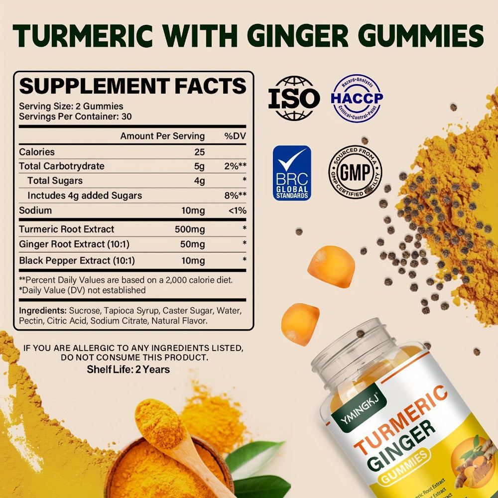 Turmeric Gummies with Black Pepper & Mint, 2000% Higher Absorption Curcumin, Anti-Inflammatory Joint