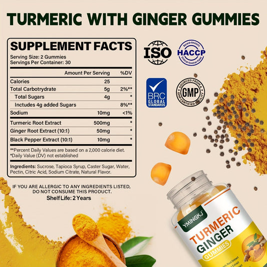 Turmeric Gummies with Black Pepper & Mint, 2000% Higher Absorption Curcumin, Anti-Inflammatory Joint