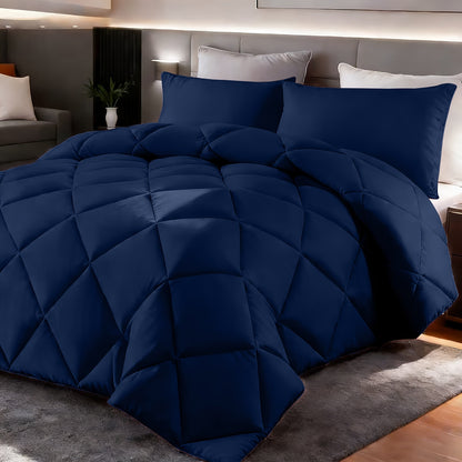 Comforter Set 2-3 Piece Rhombus Grid Luxury – Soft Lightweight Breathable Oversized Bedding Set with Pillowcases