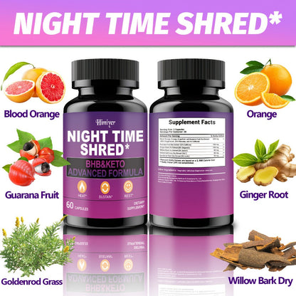 Night Time Fat Burner for Women, Shred Mask Capsules with Caffeine, Goji Berries & Dandelion Root