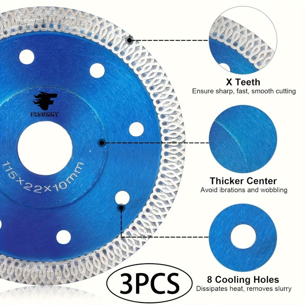 Diamond Saw Blade 4-1/2 Inch 3-Pack X-Teeth Ultra Thin Dry Wet Cut for Porcelain Ceramic Tile for an Everyday Personal Care Routine