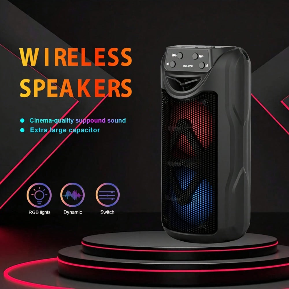 Portable Bluetooth Speaker MOS-2058 with RGB Ambient Lights, USB, AUX, FM, TF Playback and Four Colors
