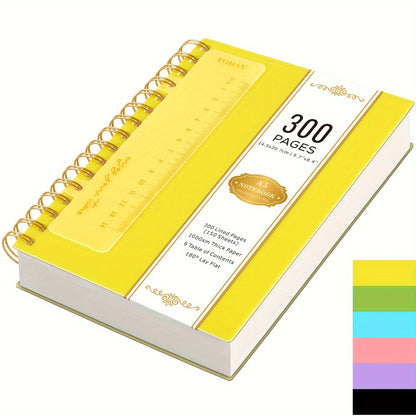 Hardcover Spiral Notebook A5 Lined Journal 300 Pages 100GSM Thick Paper PVC Waterproof Cover College Ruled Note Pad for Women Men Office