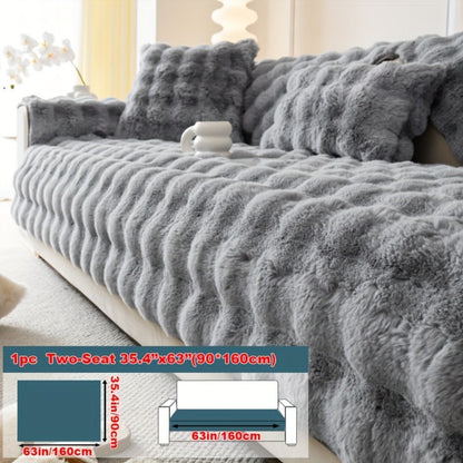 Sofa Cover Thick Faux Rabbit Plush Panels with Backing Detail for Seat, Armrest, Backrest or Pillowcase