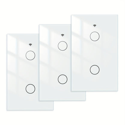 No Neutral Wire Smart Touch Wall Switch MOES WiFi 1/2/3 Gang Single Fire, Works with Alexa & Google Home