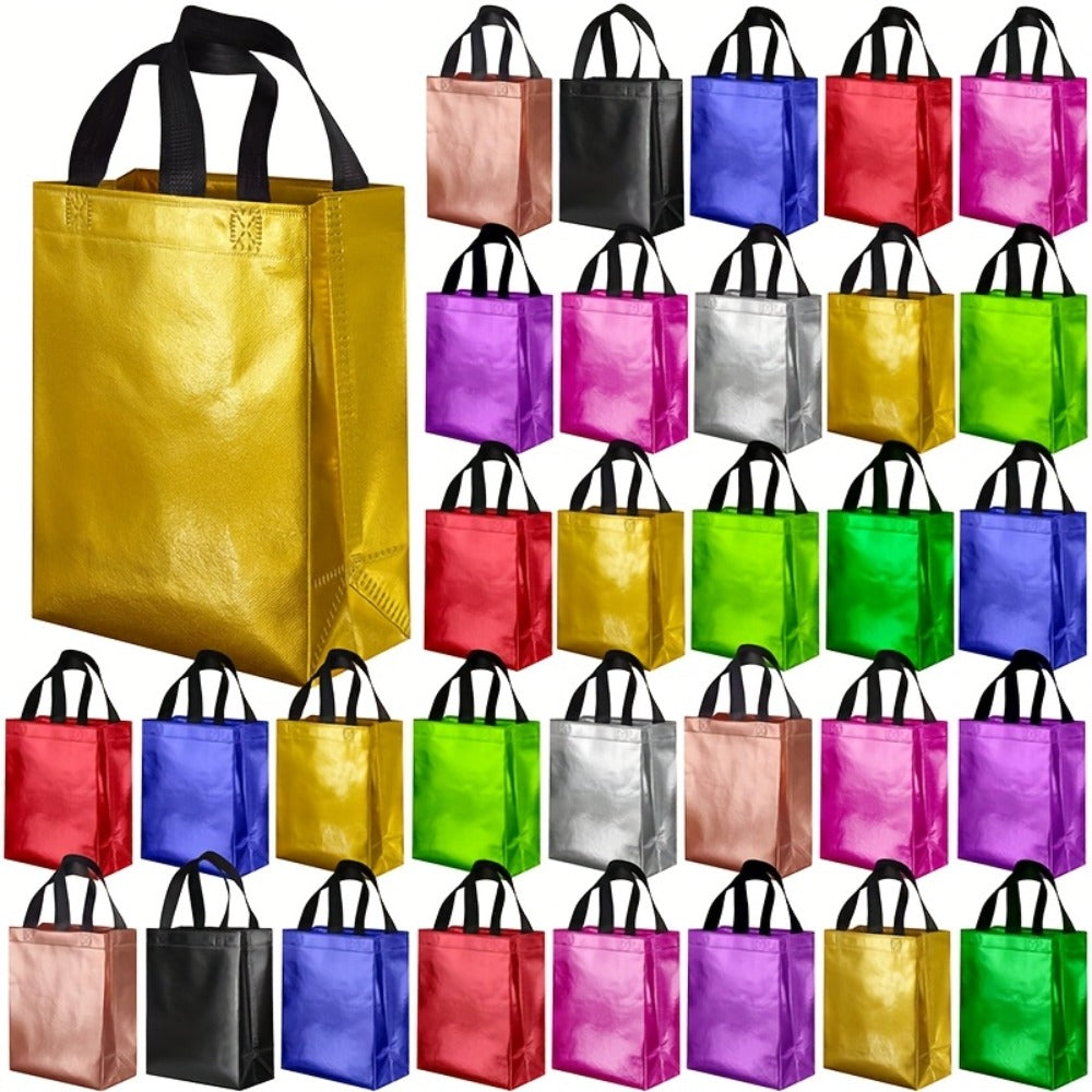 Gift Bags Bulk 100pcs Medium 10.2x12.6x3.9 Inch with Handles - 10 Colors Reusable Paper Gift Bags for Party Favors