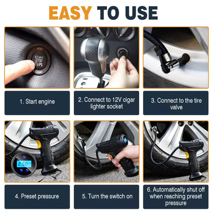 Portable Air Compressor 5200mAh – Wireless Rechargeable Tire Inflator with Digital Pressure Gauge for Car, Bicycle & Ball, Auto Shut-Off
