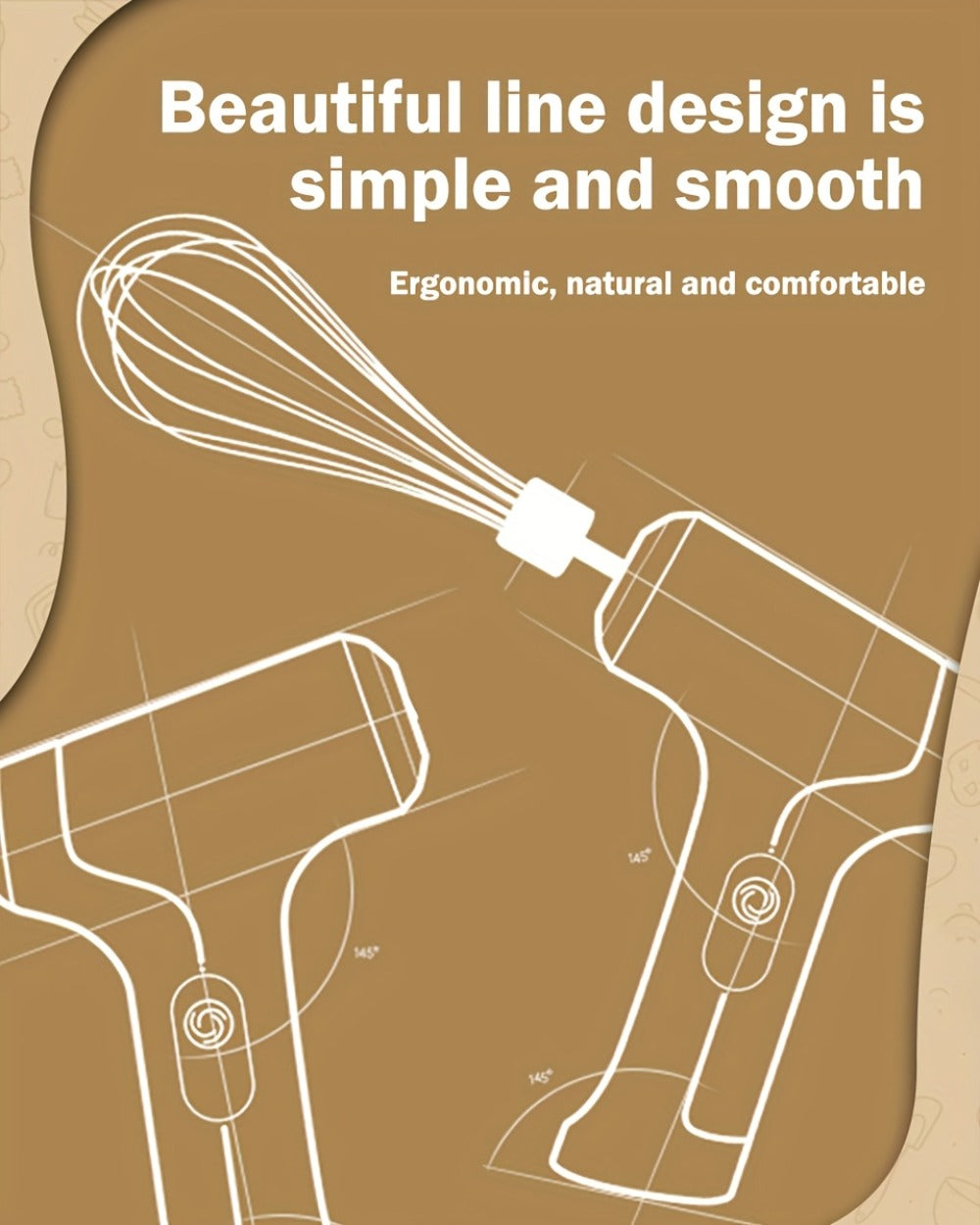 Cordless Electric Hand Mixer Mini USB Rechargeable Whisk Beater 1500RPM for Whipping Cream for Home Cooking, Dining and Outdoor Meals