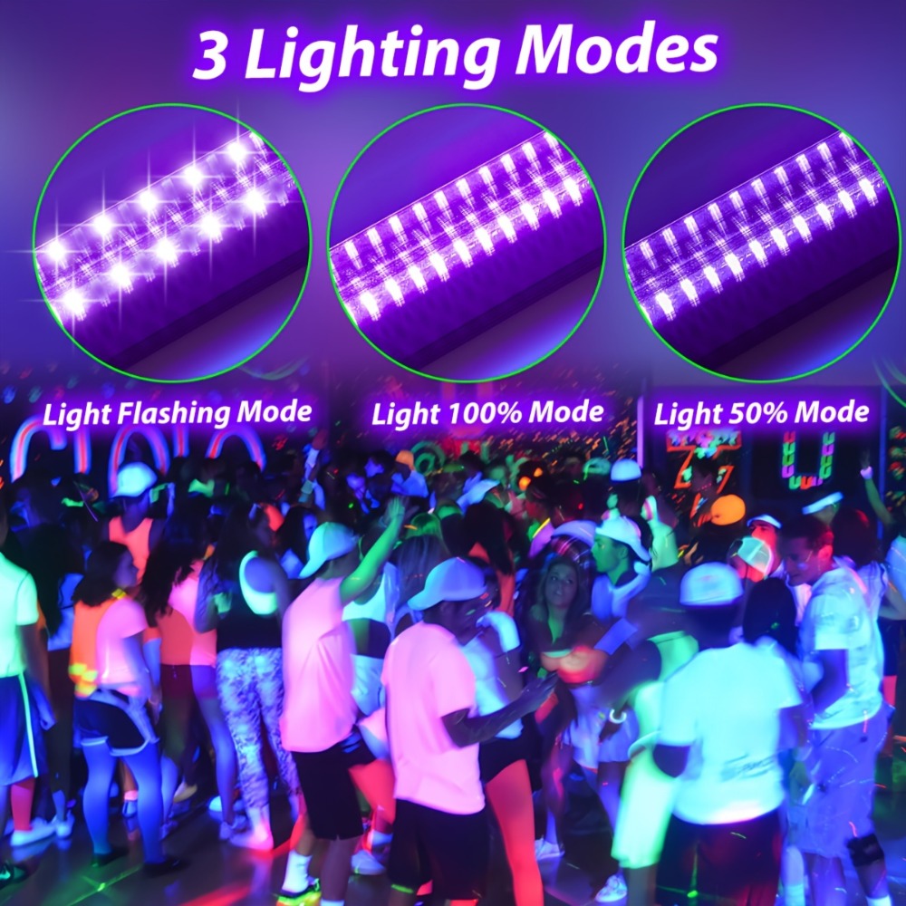 Compact USB UV Black-Light Bar Set with Pictured LED Rows, Inline Controls and 5-, 6-, 7- or 8-Pack Options