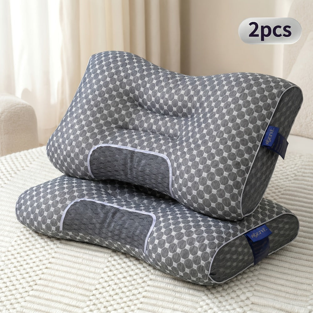 Two-Pillow Contoured Neck Pillow Set in Five Color Options with 74 x 47 cm Pictured Size for Home Use