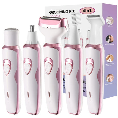 Rechargeable Facial Hair Remover Set for Women with Pink and Purple Multi Tool Options for Grooming