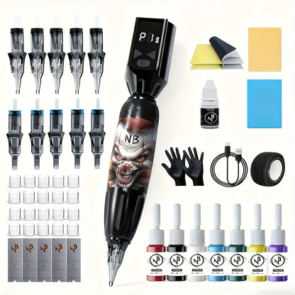 INKSOUL TM-81 Wireless Tattoo Kit Rotary Tattoo Pen with LCD Screen 1100mAh Battery for Temporary Body Art, Festivals and Costumes