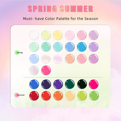 Gel Nail Polish Set with MAGIC ARMOR Label, 32 Floral Rhapsody Pastel Nude Pink Blue Colors