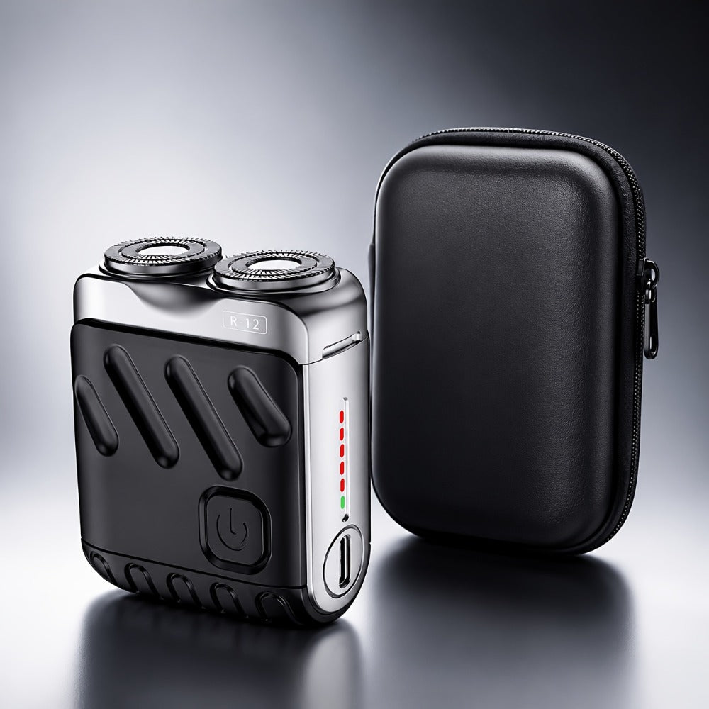 Mini Double-Head Electric Shaver with Travel Case in White, Orange or Black and 2.5-Inch Height