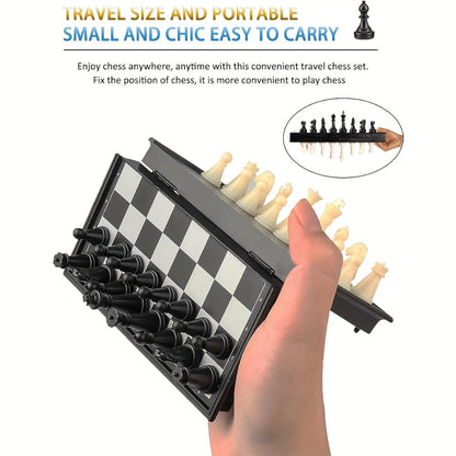 Magnetic Chess Set Folding Board 33 Pieces, 9.4 Inch Portable Travel Chess Game for Kids & Adults