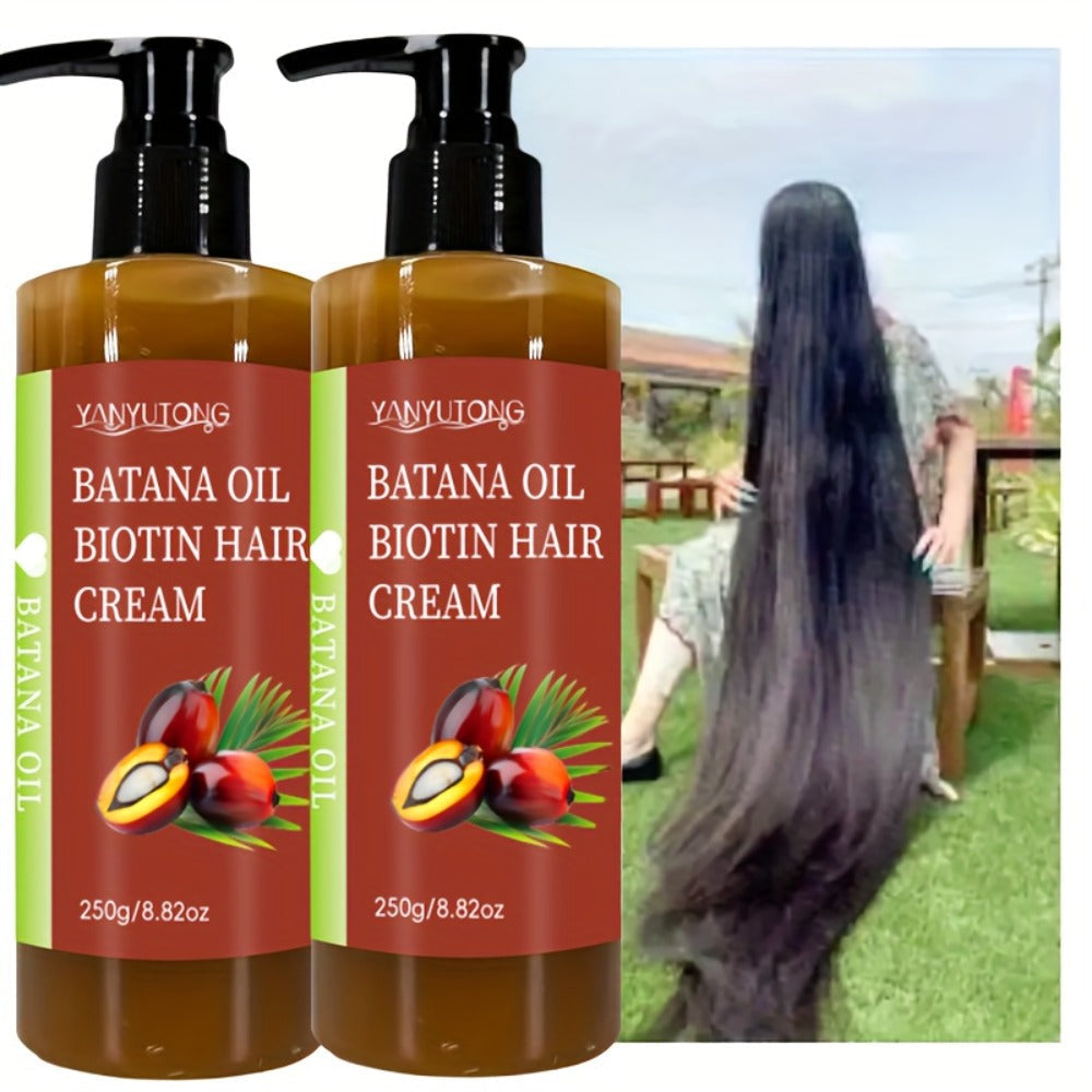 Batana Oil Hair Cream 2 Pack 250g Each, Biotin Deep Care Anti-Frizz Smoothing Cream, Increases Gloss Breakage Split Ends