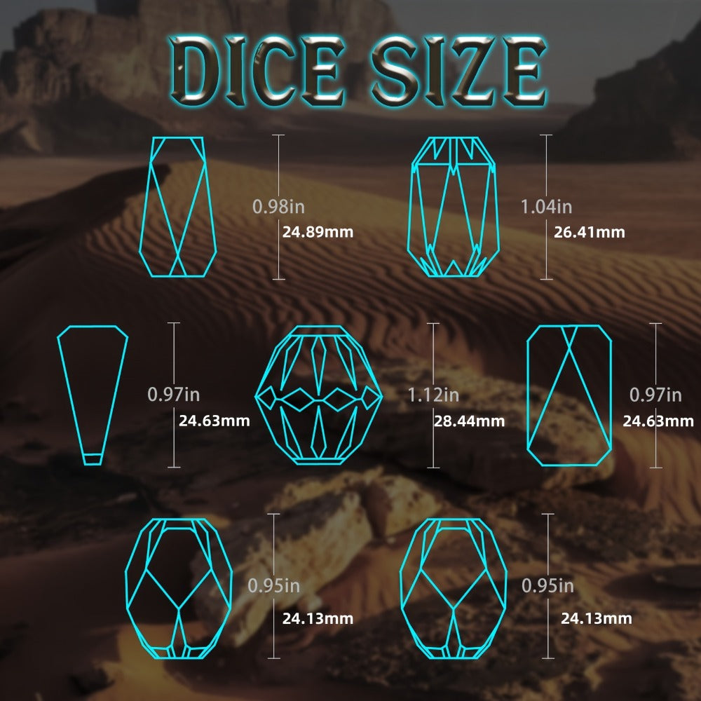 Metal DnD Dice Set 7pcs Glow in the Dark, Stonehenge Zinc Alloy Polyhedral Dice with Display Box