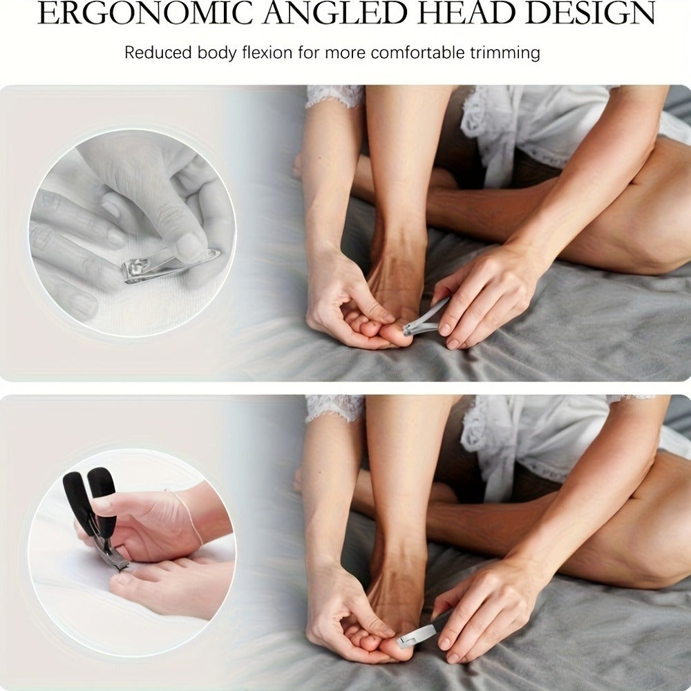 Heavy Duty Toenail Clipper Kit 4 Piece Stainless Steel | Convex Blade Ingrown Toenail Cutter with Nail File Ergonomic Non-Slip Handle |
