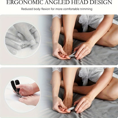 Heavy Duty Toenail Clipper Kit 4 Piece Stainless Steel | Convex Blade Ingrown Toenail Cutter with Nail File Ergonomic Non-Slip Handle |