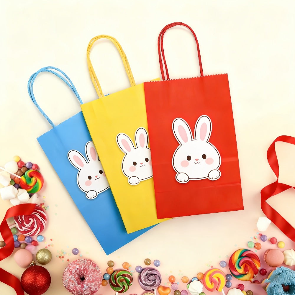 Paper Gift Bags with Handles Bulk 20/40/100pcs, Rainbow Colorful Kraft Party Favor Bags for Kids Birthday