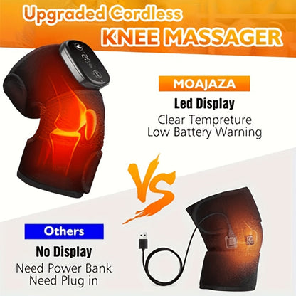 Knee Massager with Heat and Vibration, 3-in-1 Wireless Joint Massager for Knees, Shoulders & Elbows