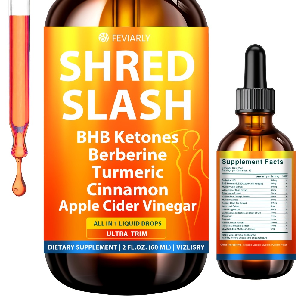 Lipo Slash 16-in-1 Weight Loss Liquid Drops for Women & Men with BHB Ketones Berberine Turmeric Apple Cider Vinegar Probiotics Cinnamon