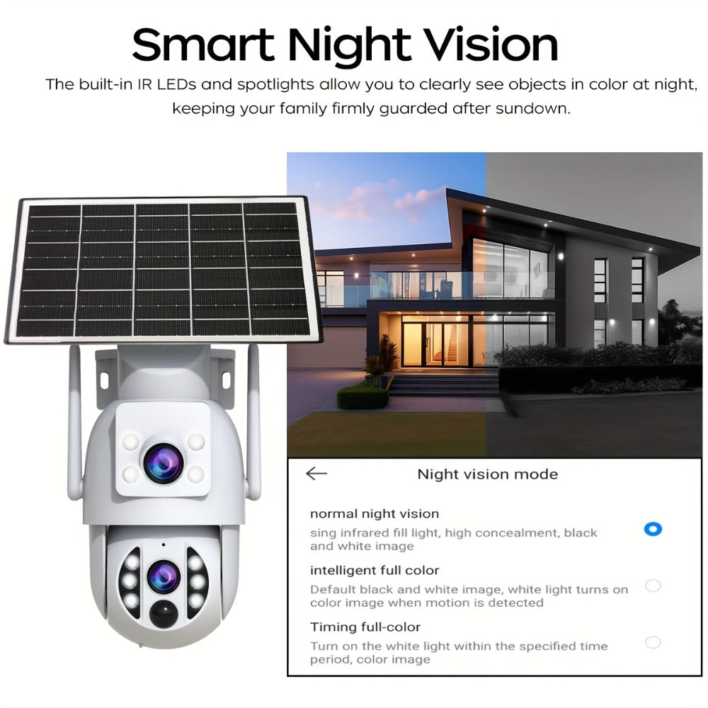 JOOAN RS3 3MP Dual-Lens Solar PTZ Security Camera with 2.4GHz WiFi, 9000mAh Battery and No Card