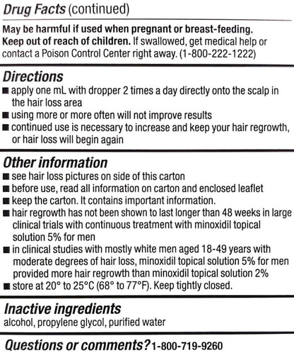 Minoxidil 5% Extra Strength Topical Solution for Men Hair Regrowth - Kirkland Signature 6-Month Supply