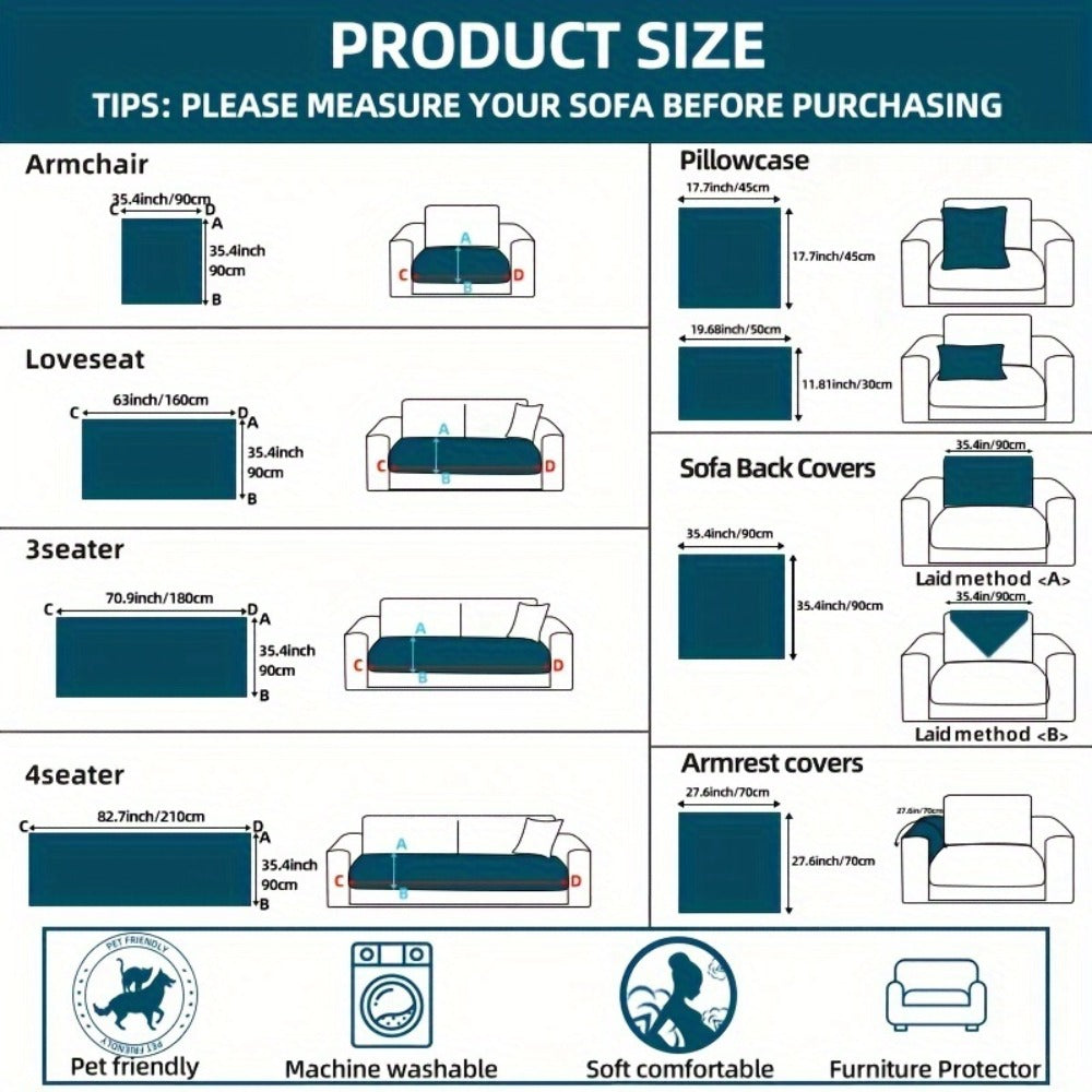 Sofa Cover, Thick Plush Jacquard Couch Pad in Four Colors with Loveseat and Extra-Large Sizes