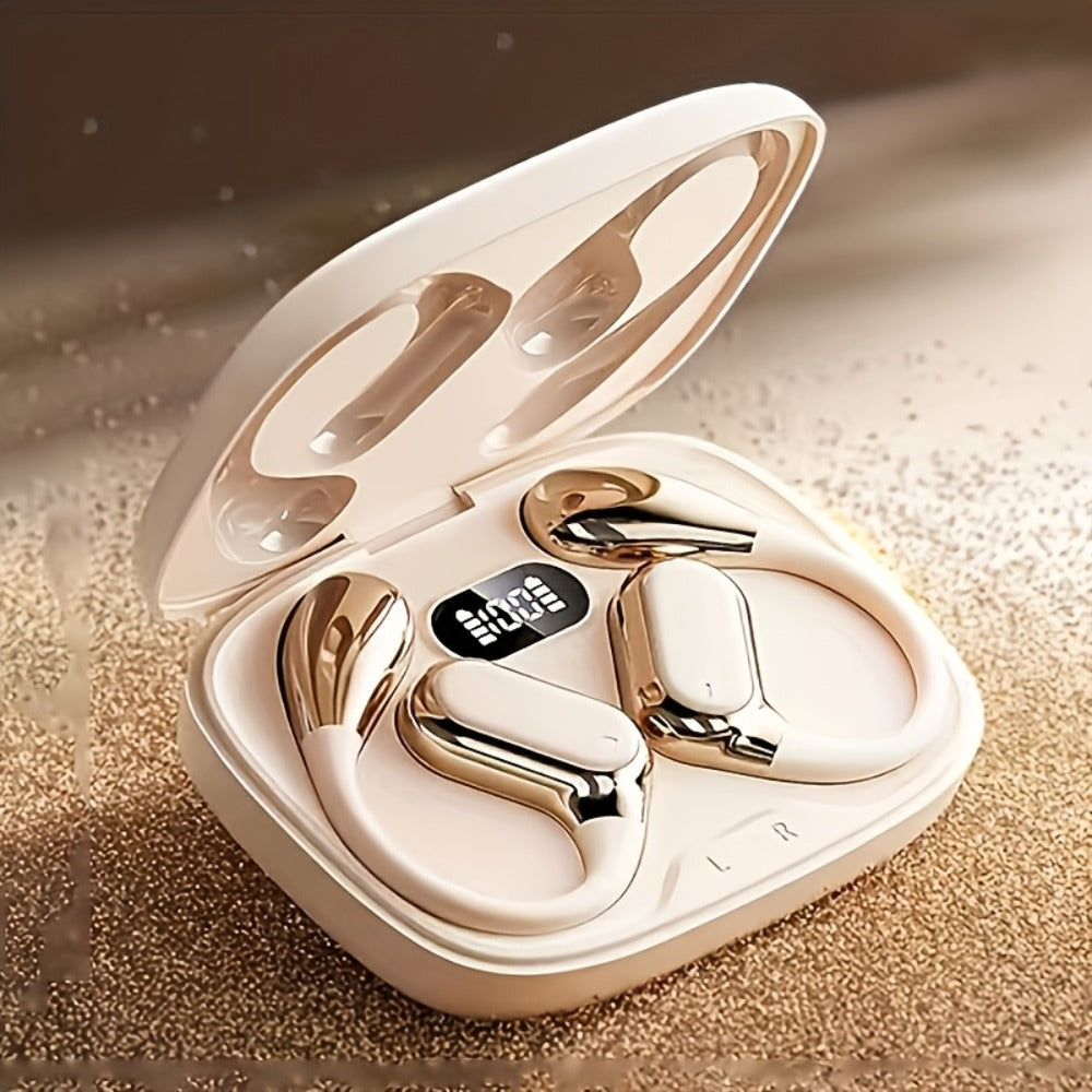 PAVUN Bluetooth 5.4 Open Ear Wireless Earbuds, ENC Noise Cancelling 9D Stereo Bass Sport Earphones