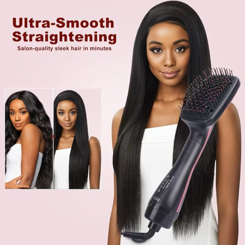 3-in-1 Hot Air Brush Hair Dryer Straightener Comb, Ionic Blow Dryer Brush with Negative Ion Frizz Control