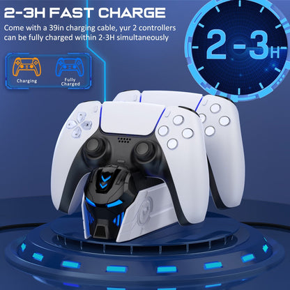 DualSense & DualSense Edge PS5 Controller Charging Station with LED Light, Dual Fast Charging Dock for PlayStation 5 Controllers