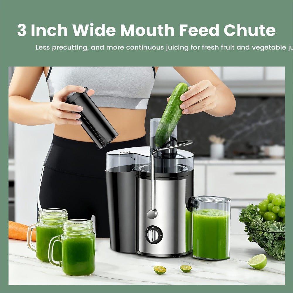 Centrifugal Juicer 600W Wide Mouth Juice Extractor - 3-Inch Feed Chute, High Juice Yield, Fast Juicing