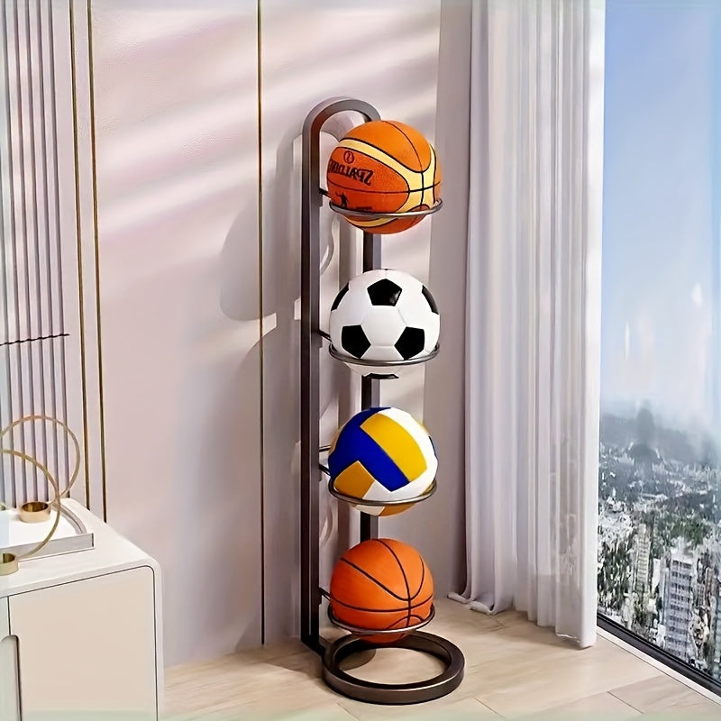 Basketball Storage Rack 3 4 5 Layer | Sports Ball Display Stand for Basketball Football Volleyball | Freestanding Ball Holder Organizer