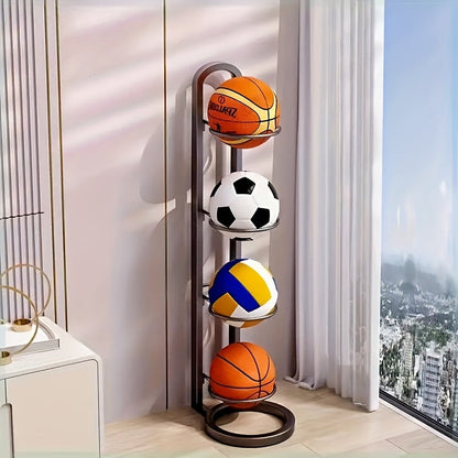Basketball Storage Rack 3 4 5 Layer | Sports Ball Display Stand for Basketball Football Volleyball | Freestanding Ball Holder Organizer
