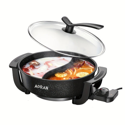 Mandarin Duck Hot Pot Electric, Large Non-Stick Divided Hot Pot for Steaming, Boiling, Frying & Stewing