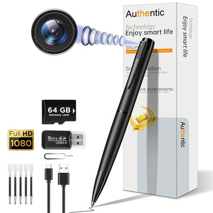 1080P Spy Pen Camera with 64GB Memory Card Included Portable Hidden Camera Night Vision AI Motion for an Everyday Personal Care Routine