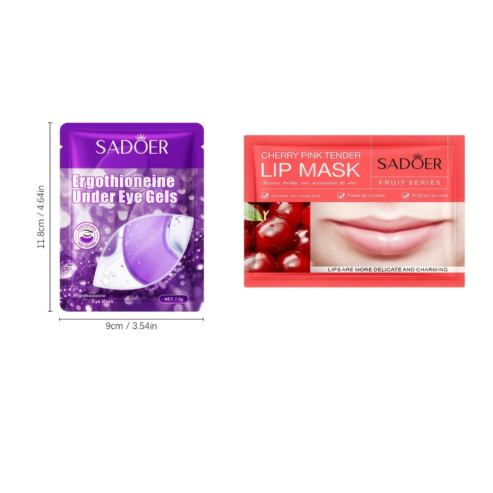 Lip & Under Eye Mask Travel Set 62 Pieces – Moisturizing Non-Greasy Lip Mask & Eye Patch Kit, Hydrating Autumn Winter Skincare for Dry Skin