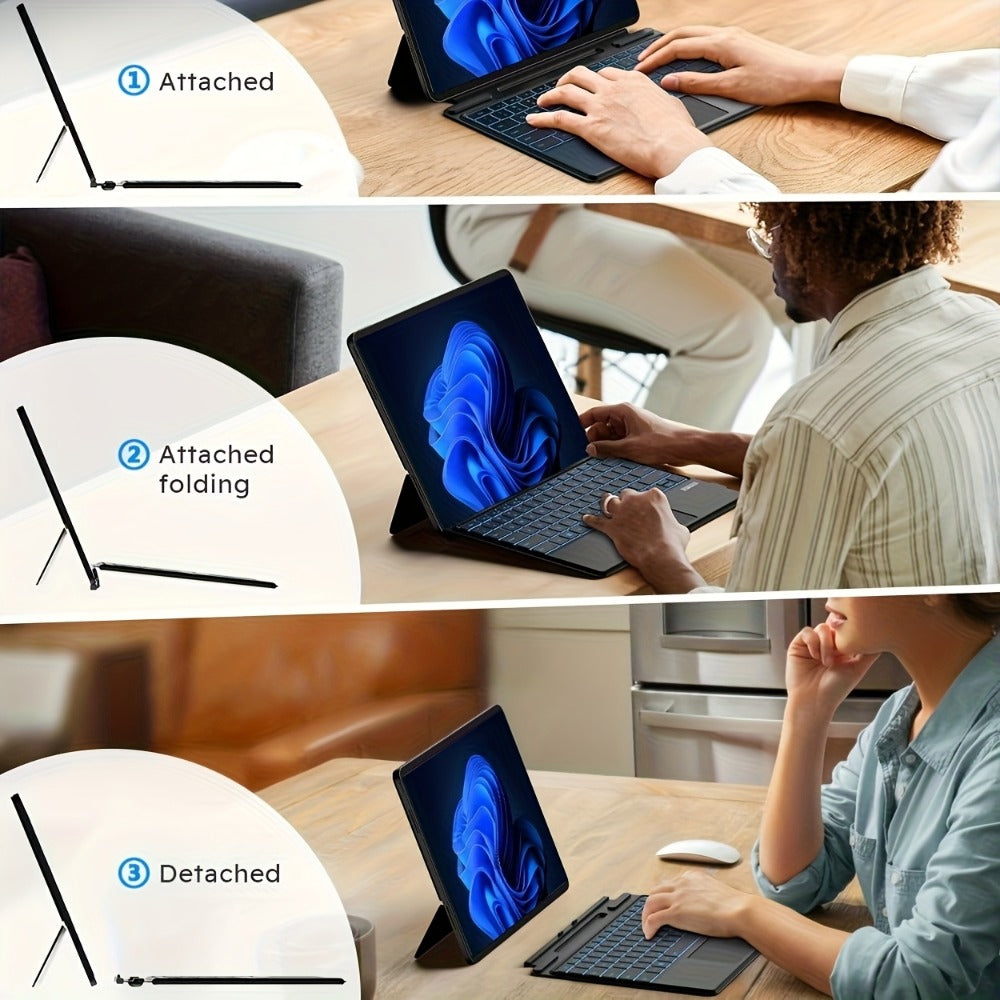 Surface Pro Keyboard with 7-Color Backlit Touchpad Ultra-Slim Bluetooth Wireless 15M Rechargeable 750mAh Type Cover for Microsoft Surface