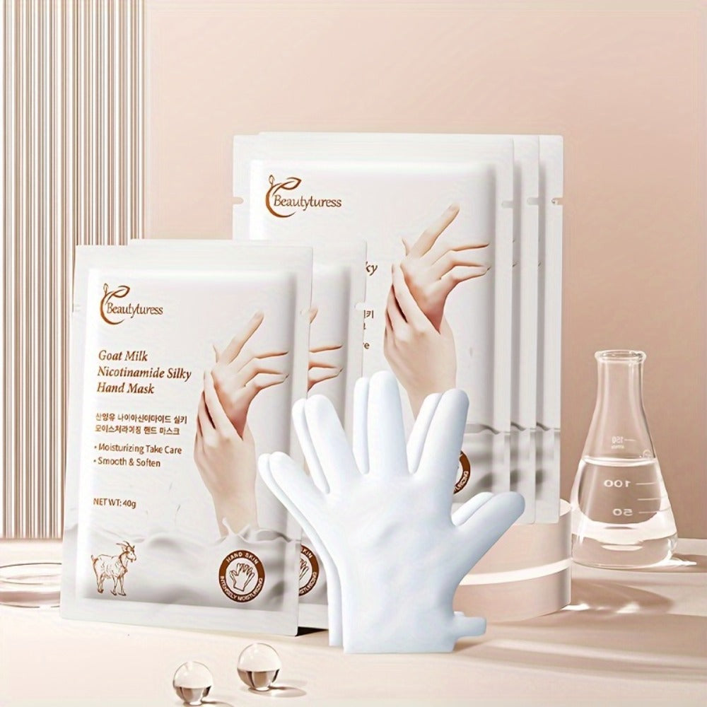 Moisturizing Hand Mask Gloves 20 Pairs with Niacinamide, Goat Milk & Glycerin | Brightening Deep Hydration Spa Treatment for Dry Rough