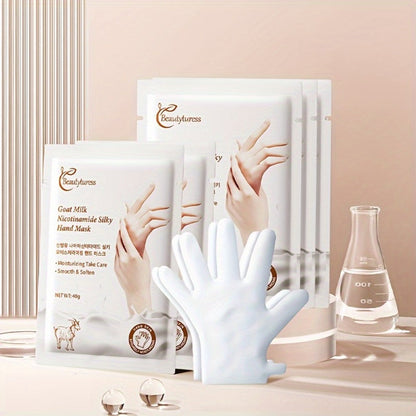 Moisturizing Hand Mask Gloves 20 Pairs with Niacinamide, Goat Milk & Glycerin | Brightening Deep Hydration Spa Treatment for Dry Rough