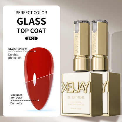 Gel Nail Top Coat 2pcs Glass Sealer Ultra-Bright High-Gloss Long-Lasting Wear-Resistant – Anti-Fouling Chip-Free Nail Protector