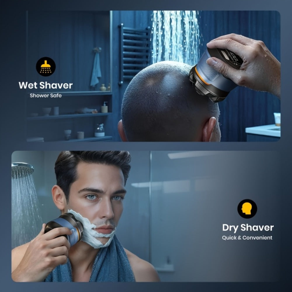 6D Magnetic Rotary Head Shaver IPX7 Waterproof Rechargeable – Quiet Motor Bald Head Shaver & Beard Trimmer with Replaceable Magnetic Blade