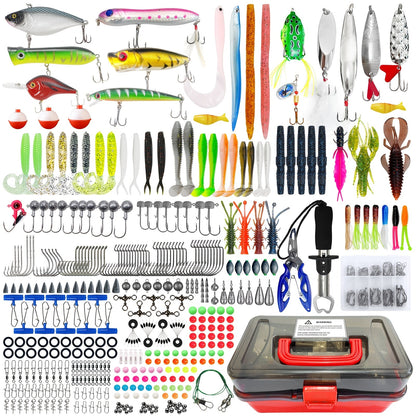 491-Piece Fishing Lures Kit – Complete Tackle Box Set with Soft Lures, Sinker Weights, Hooks, Jigs, Spinnerbait, Crankbait