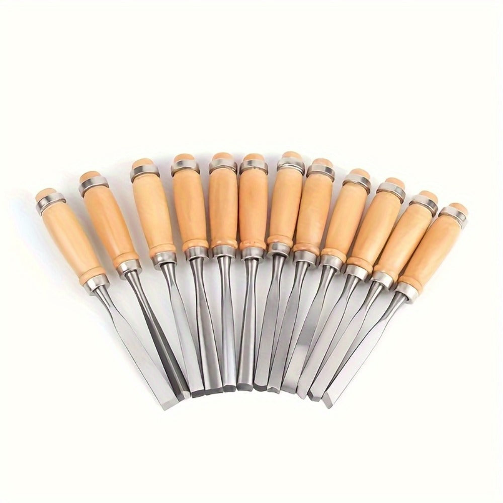 Wood Carving Chisel Set 12 & 24-Piece, Professional Beech Wood Handle Woodworking Chisels for Entryways, Bedrooms and Living Spaces