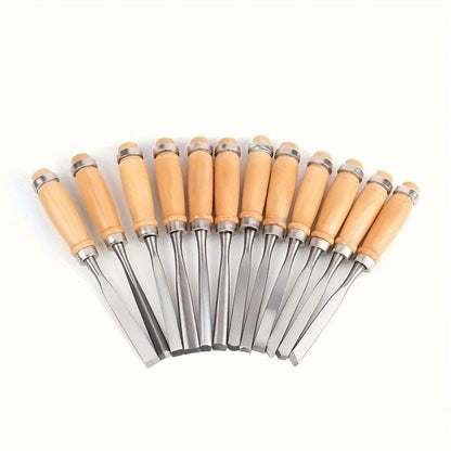 Wood Carving Chisel Set 12 & 24-Piece, Professional Beech Wood Handle Woodworking Chisels for Entryways, Bedrooms and Living Spaces