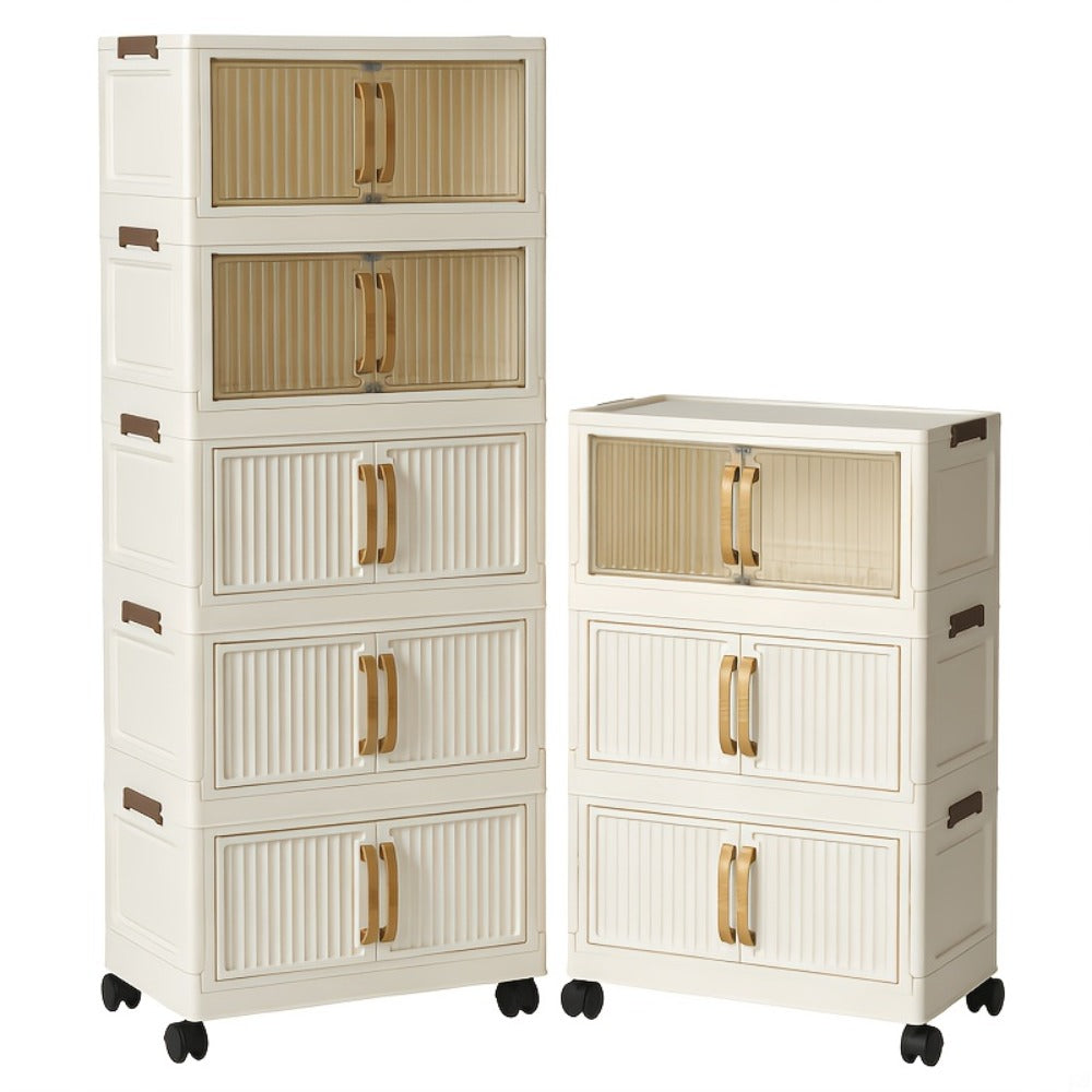 Shoe Cabinet Entryway Organizer, Multi-Functional Foldable Storage Cabinet 3/5 Tier Large, Space-Saving Closet Organizer for Entrance